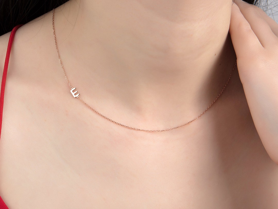 Sterling Silver Sideways 4 Initial Necklace | Eve's Addiction