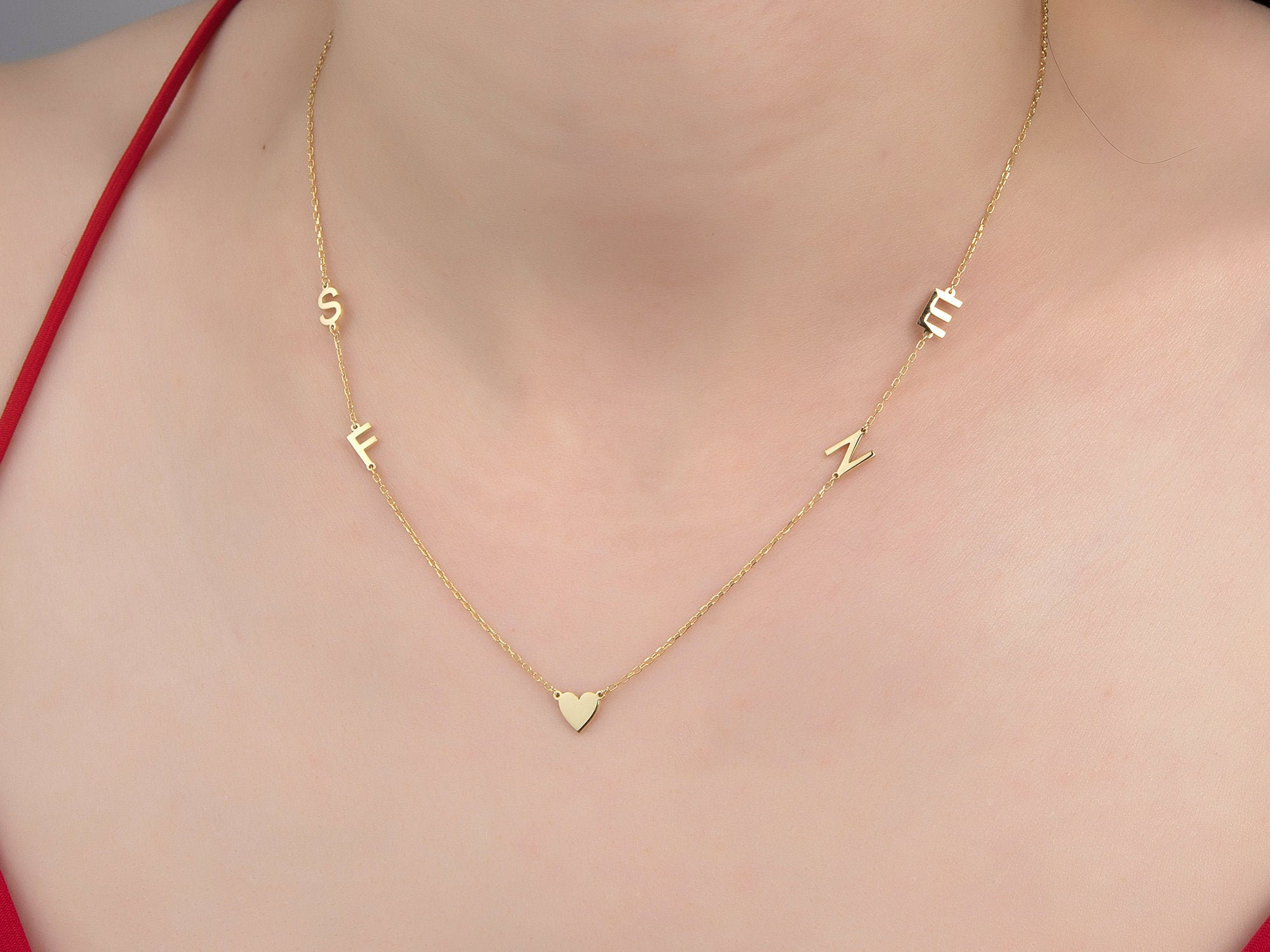 CENWA Collana Iniziale Oro Rosa A Forma Di Cuore, Acciaio Inossidabile Ipoallergenico, Lettere A-Z, Ciondolo 2 Cm, Regalo Per Donna E Ragazza