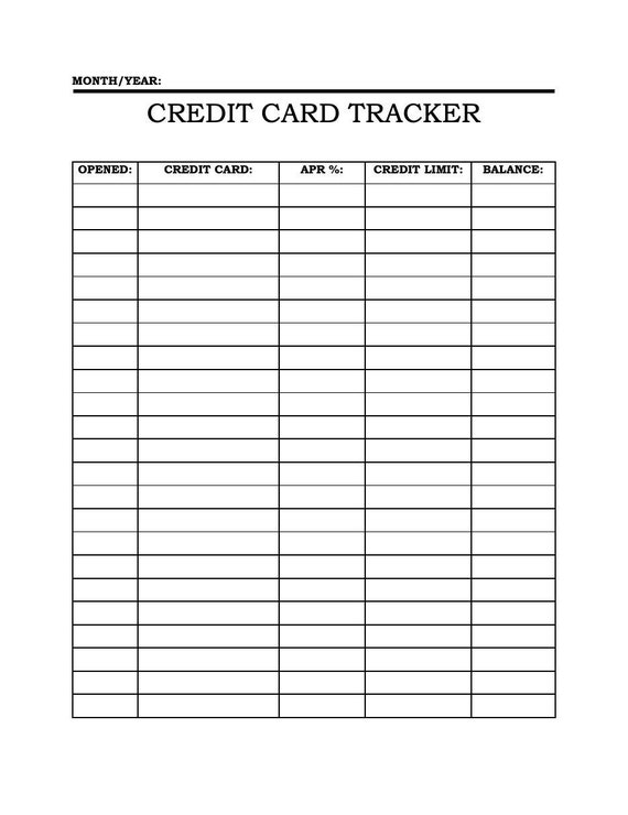 Credit Card Tracker Etsy