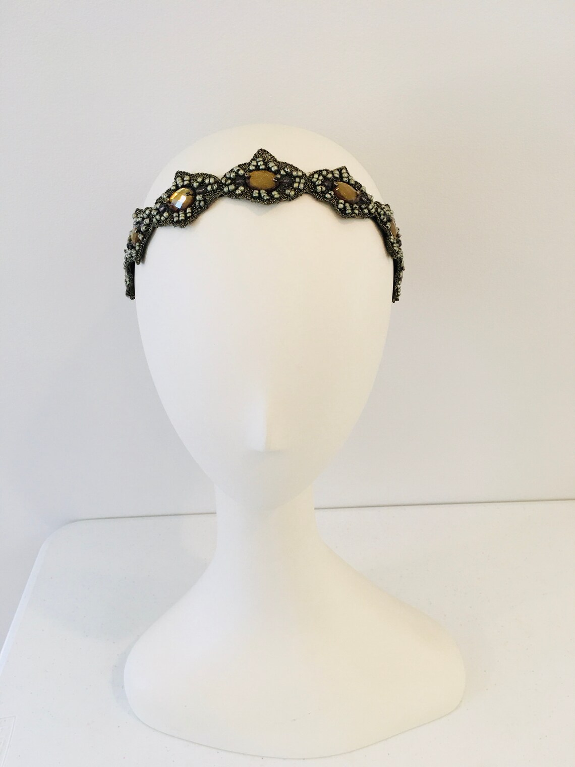 Adjustable Beaded Elastic Headband Etsy