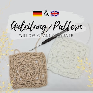 CROCHET PATTERN: Crochet pattern for Willow Granny Square in German and English