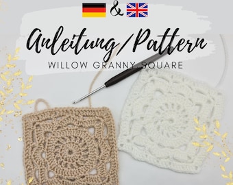 CROCHET PATTERN: Crochet pattern for Willow Granny Square in German and English