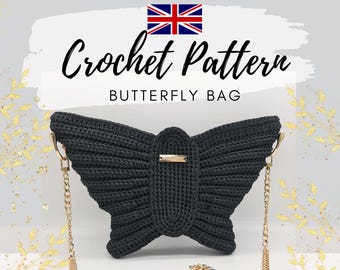Crochet Pattern (English): Butterfly Crochet Bag / Crochet Shoulder Bag / Crochet Cross Body Bag