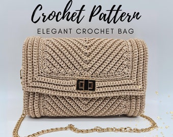 Patrón de Crochet (inglés): Elegante bolso a crochet / bolso de hombro / bolso cruzado