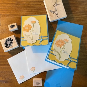 Set of 2 Handmade Stampin&#39; Up! Greeting Cards &quot;With Love&quot;