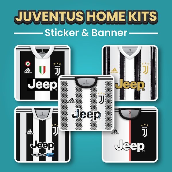 Juventus Home Kits - Jersey - Printable Stickers & Editable - Original Art