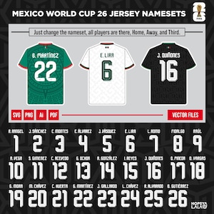 Mexico World Cup 2026 - Home, Away, Third Kit Nameset | Vector Pack I Digital Jersey | Football Printable image 3