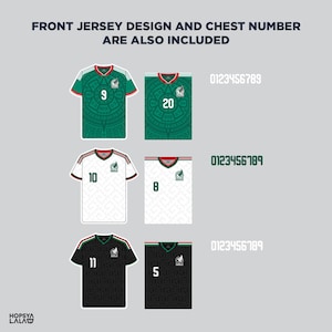 Mexico World Cup 2026 - Home, Away, Third Kit Nameset | Vector Pack I Digital Jersey | Football Printable image 6