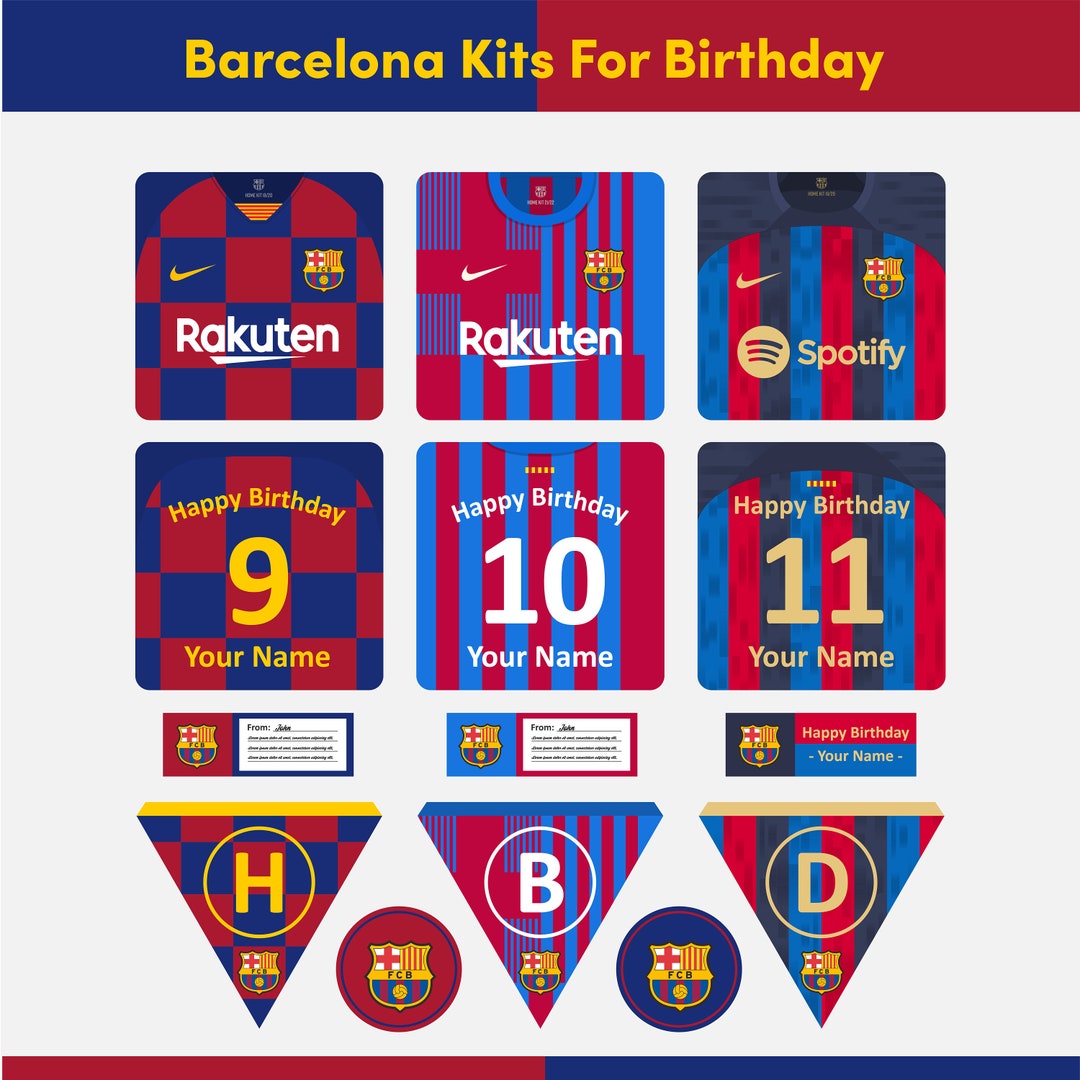 Barcelona Kits (jersey) Printable for Birthday or Photo Frame, Buy 1 ...