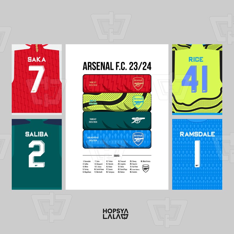 Arsenal Jersey 23-24 Poster Wall | Buy 1 Get 5 Designs | the Gooners ...