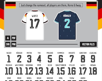 Germany World Cup 2026 - Home & Away Kit Nameset | Vector Pack I Digital Jersey | Football Printable