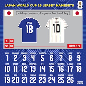 2026年日本ワールドカップ - ホーム＆アウェイキットネームセット | ベクターパック | デジタルジャージ | サッカープリント | サッカープリント