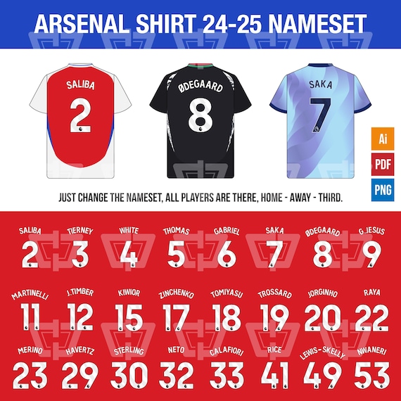 Epl Font Jersey Premier League Arsenal New Kit Font 2024-25