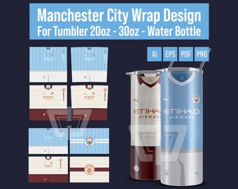 Manchester City Wrap Design Tumbler and Water Bottle | Man City | Citizen I Kit 23/24