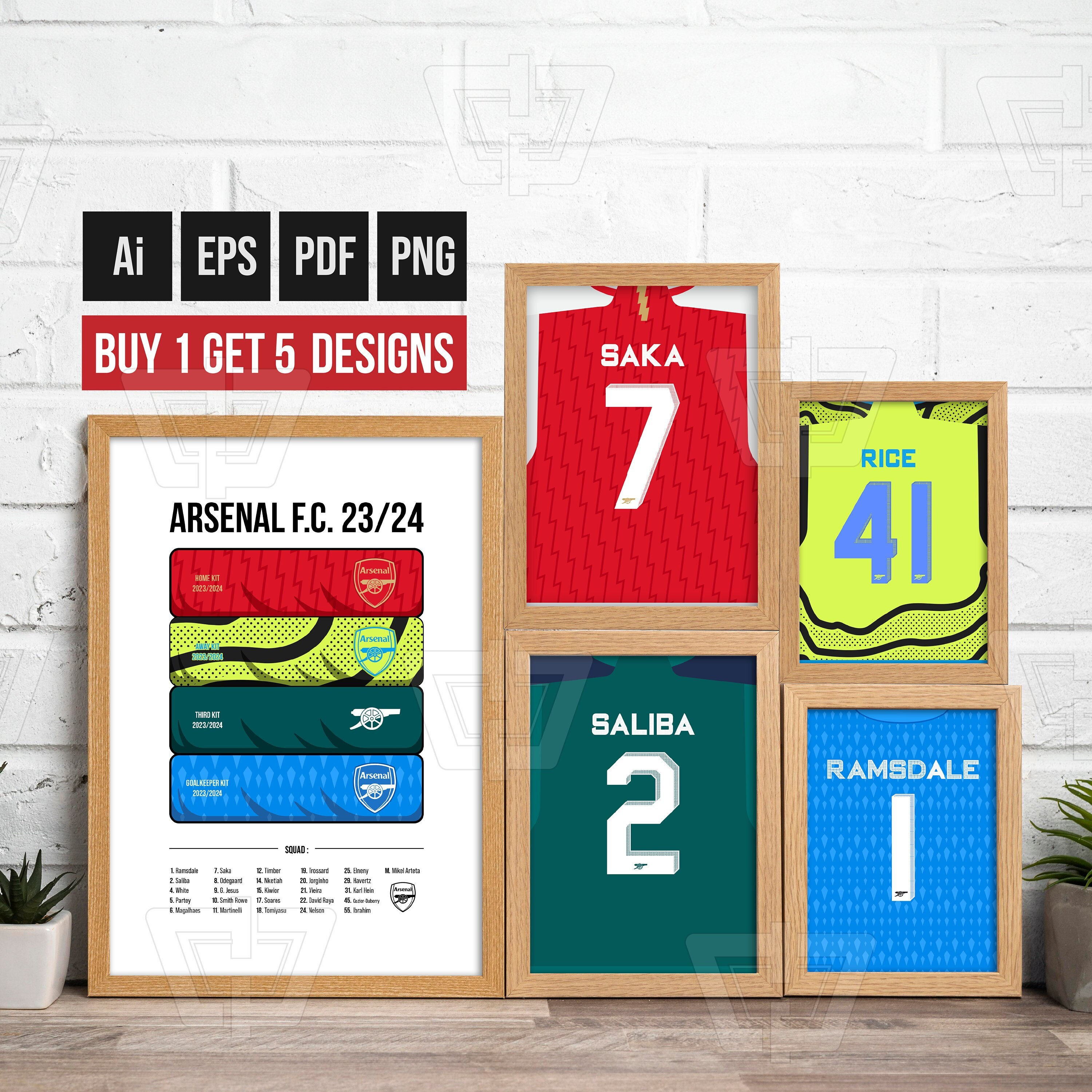 Arsenal Jersey 23-24 Poster Wall | Buy 1 Get 5 Designs | the Gooners ...