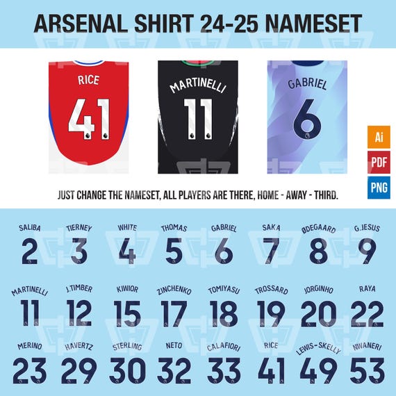 Arsenal 24-25 Nameset | Vector Pack - Etsy