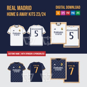 Real Madrid Kit 23/24 Home & Away Digital Download | Madrid Shirt | Galacticos | Madrid Jersey for Sticker and Wall Decor | La Liga