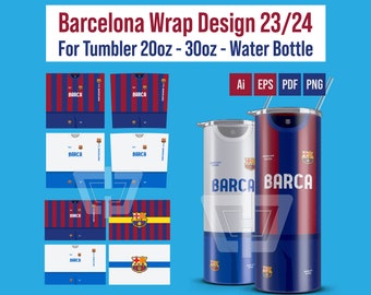 Barcelona Tumbler Wrap Design | Water Bootle | Tumbler 20oz 30oz | Barca | Barca Kit / Jersey digital