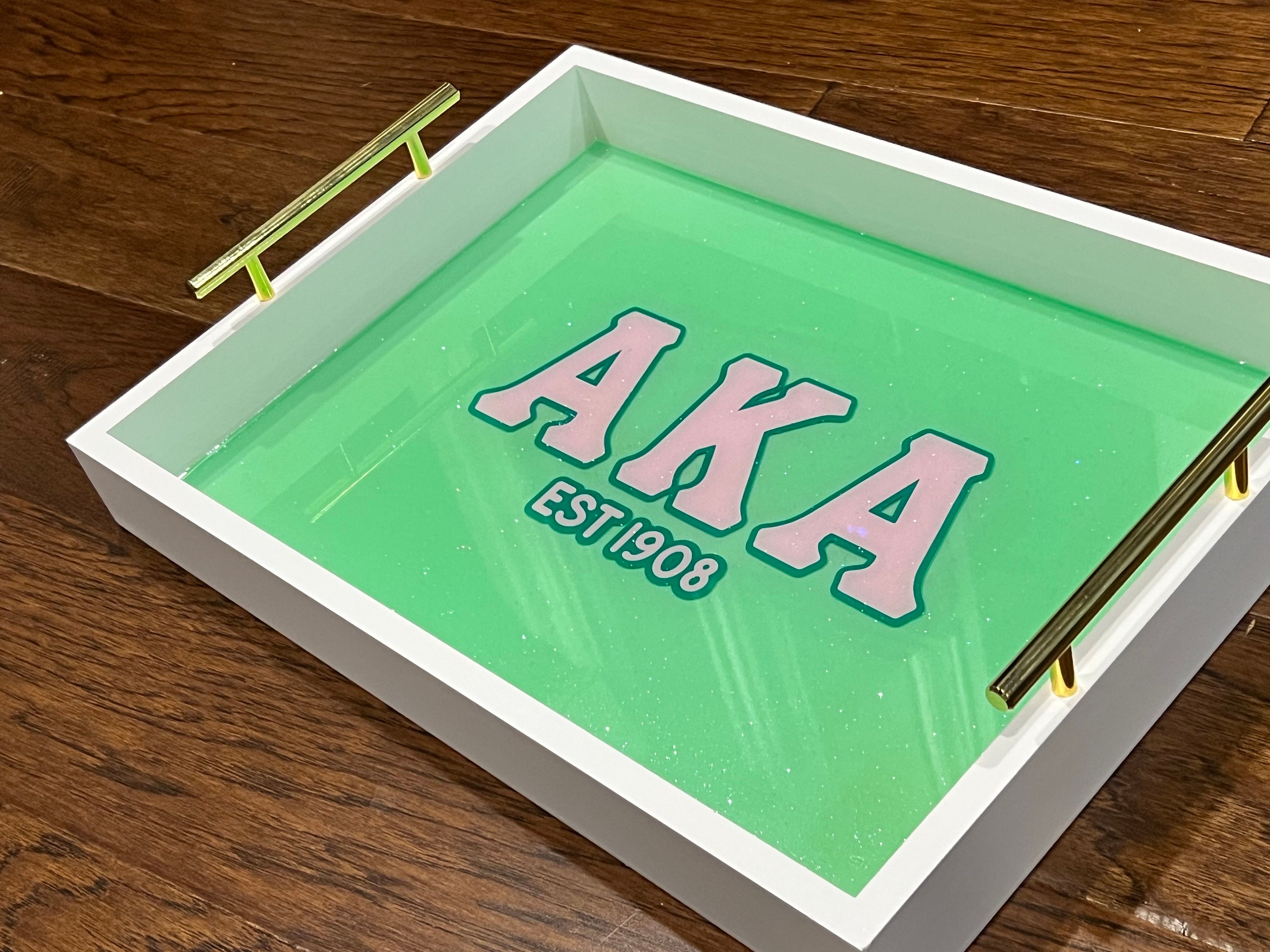 Alpha Kappa Alpha Glitter Resin Wood Tray - Etsy