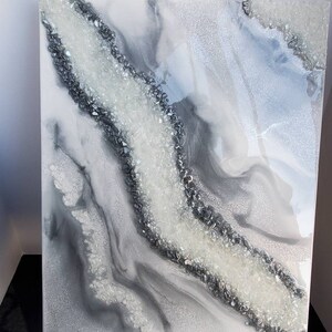 White and Silver Resin Geode (colors are customizable)