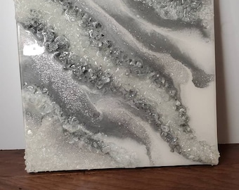 White and Silver Resin Geode