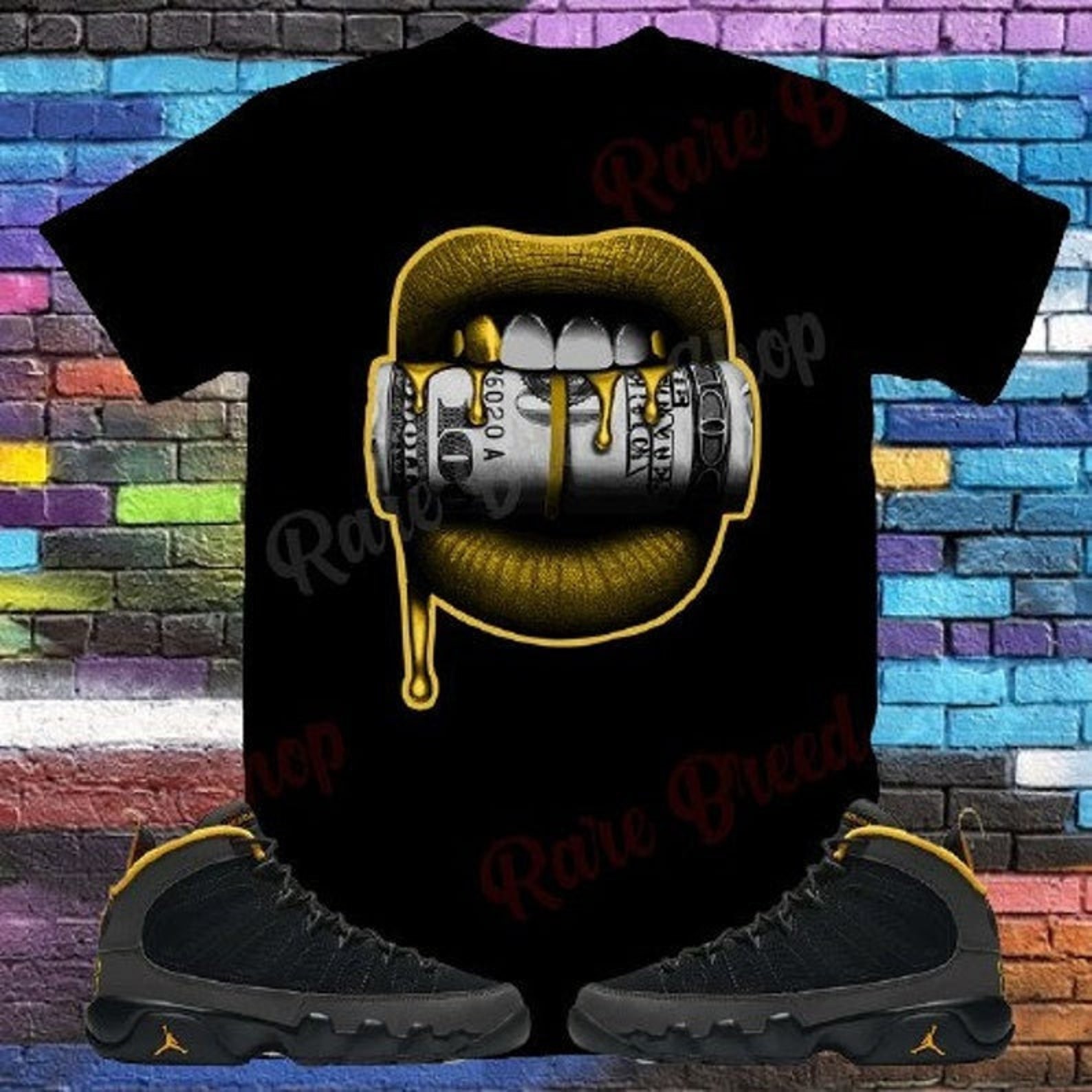 Air Jordan Retro 9 Dark Charcoal University Gold Lips Sneaker | Etsy