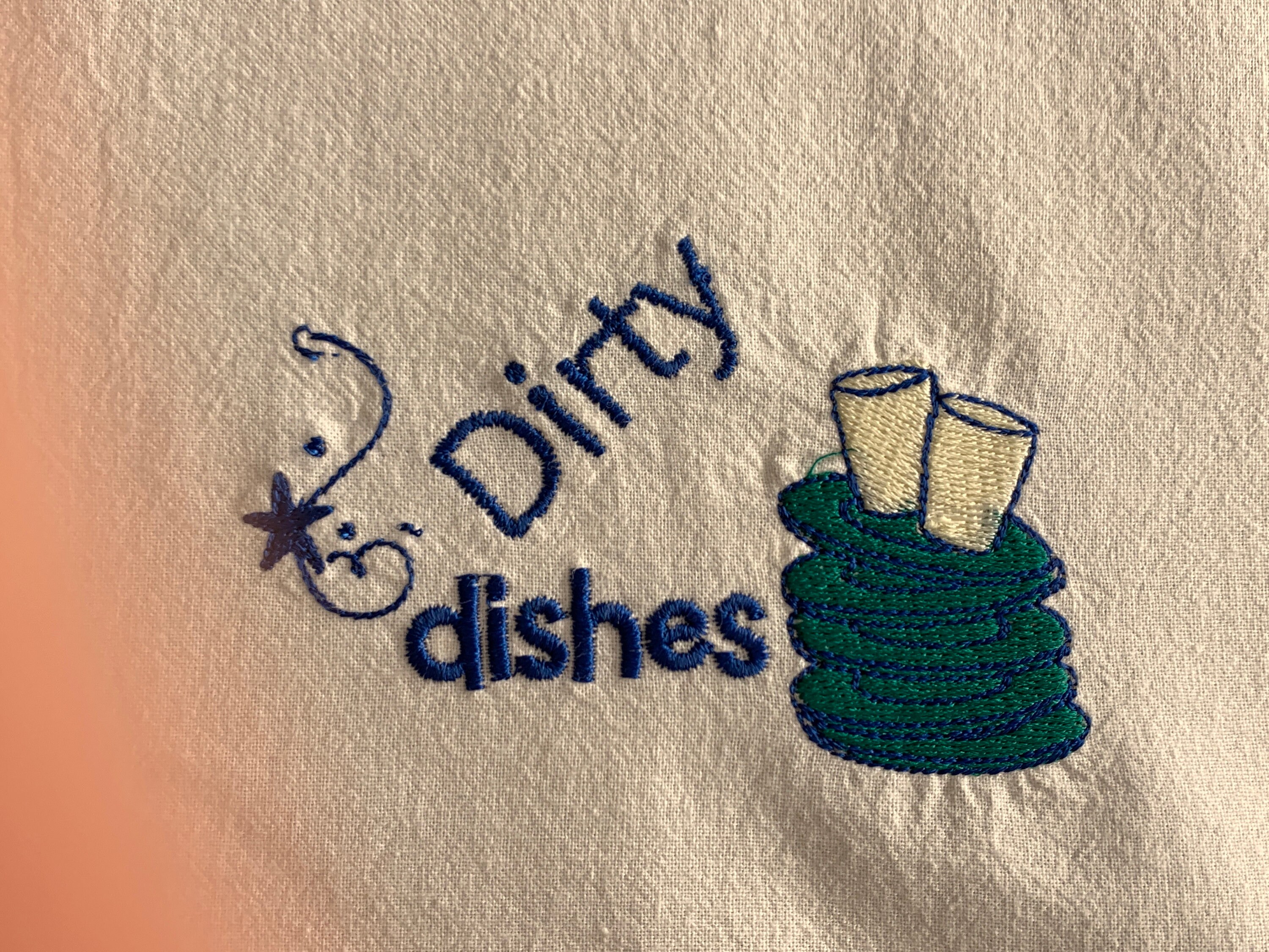 Clean & Dirty Dishes EMBROIDERED Cotton White Tea Towels Etsy
