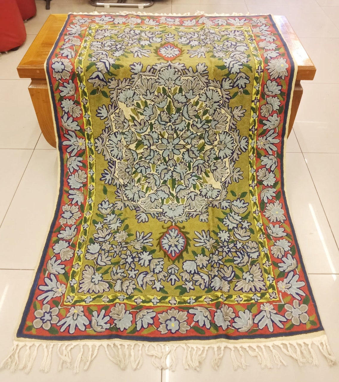 Floral Vintage wool Rug5x3ft oriental embroidery carpet by Etsy