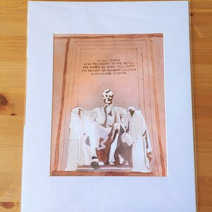 Print - Watercolor - Lincoln Memorial Statue (11x14 with Mat) (PW4.1)
