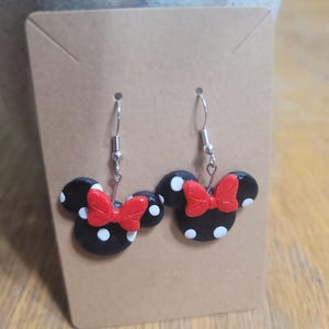 Handmade Minnie Mouse Polymer Clay Earrings – Disney-Inspired Whimsy