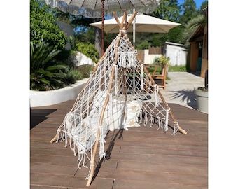 Tipi aus Bambus und Makramee fr Kinder - Etsy.de