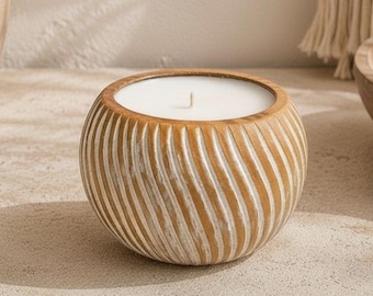 Large candle carved from solid wood