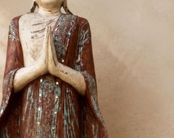 Patinated wooden Thai Buddha – Unique piece