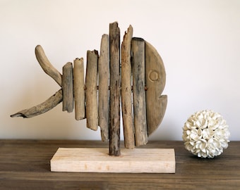 Pez driftwood, escultura de madera