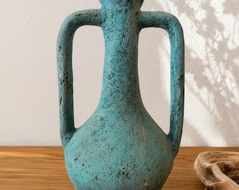 Turquoise decorative vase in amphora style