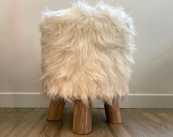 Large round furry stool