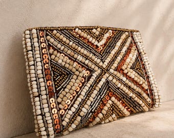 Beaded and sequined coin purse