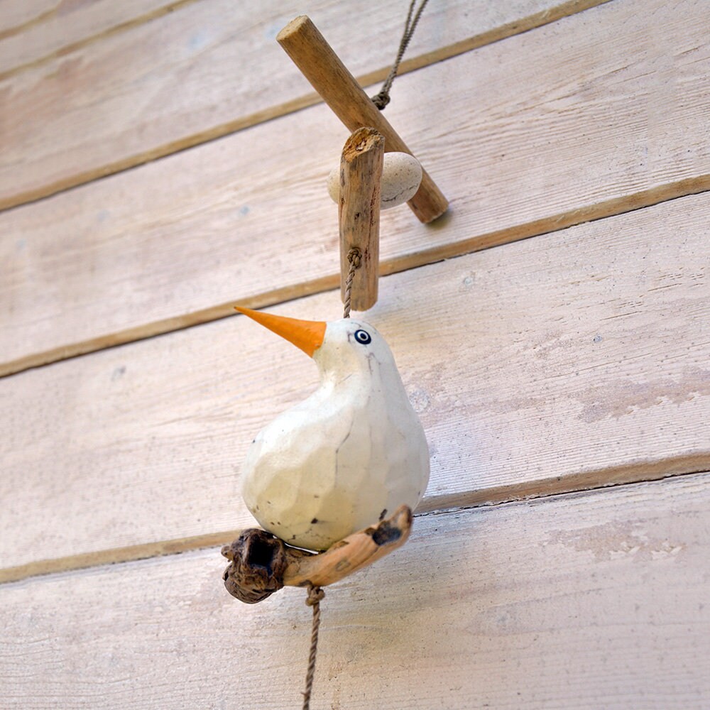 Suspension Oiseaux Blancs, Déco Murale Bois Flotté