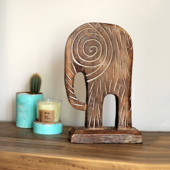 木製象と子象の置物 楽天市場】象 木彫りの通販