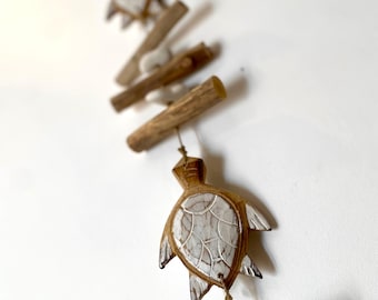 Sea turtle and driftwood hanging decoration