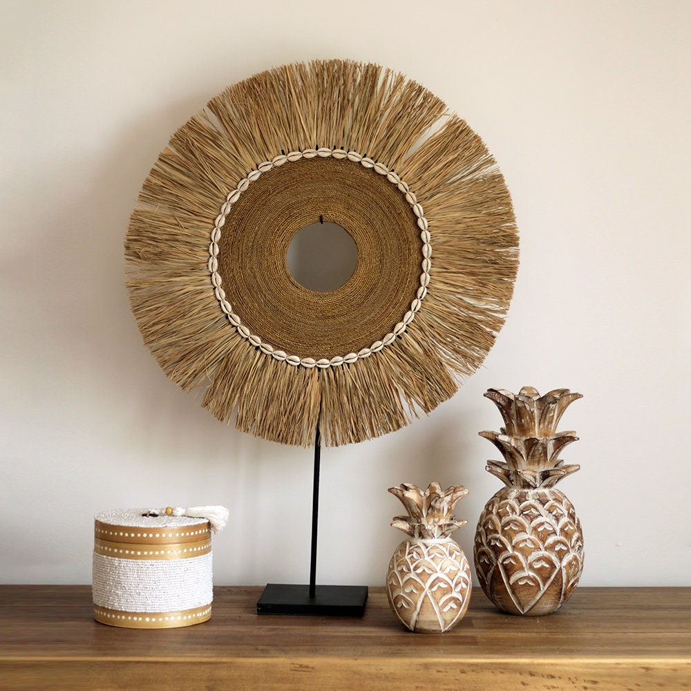 Décoration Bohème en Fibre Végétale, Corde & Coquillages, Collier Papou