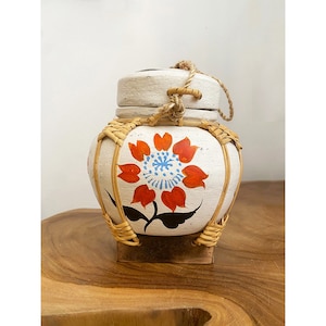 Tall bamboo box, decorative rice box