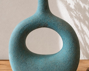 Round turquoise decorative vase