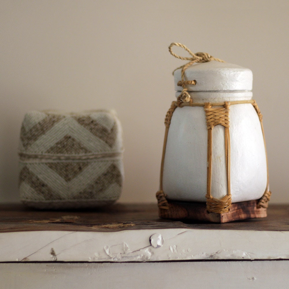 Boîte Décorative Haute en Bambou, Boite à Riz