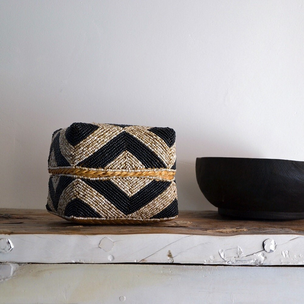 Boîte en Bambou, Perles et Coquillages, Boîte à Offrandes, Bijoux, Déco