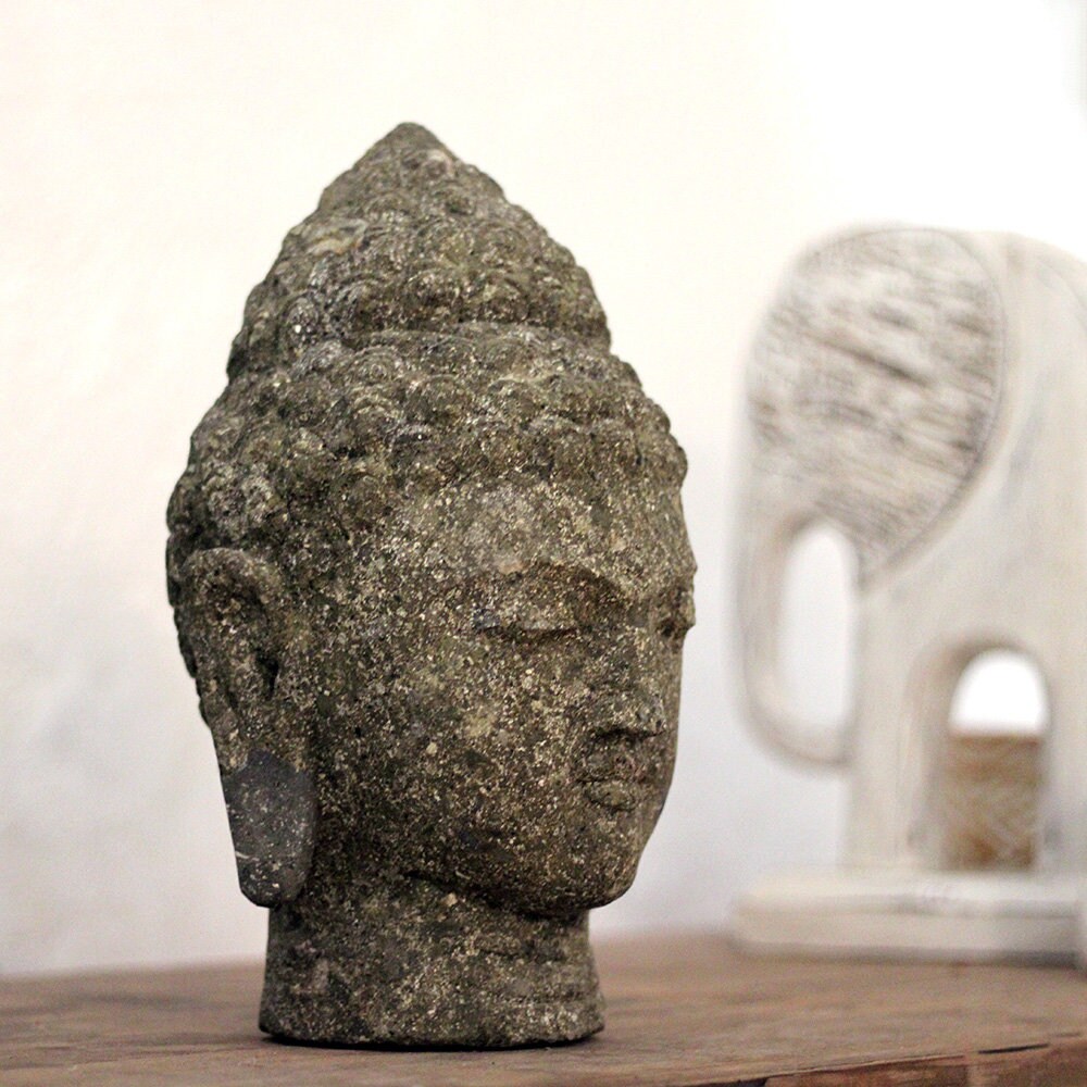 Tête de Bouddha en Pierre, Sculpture Bouddha