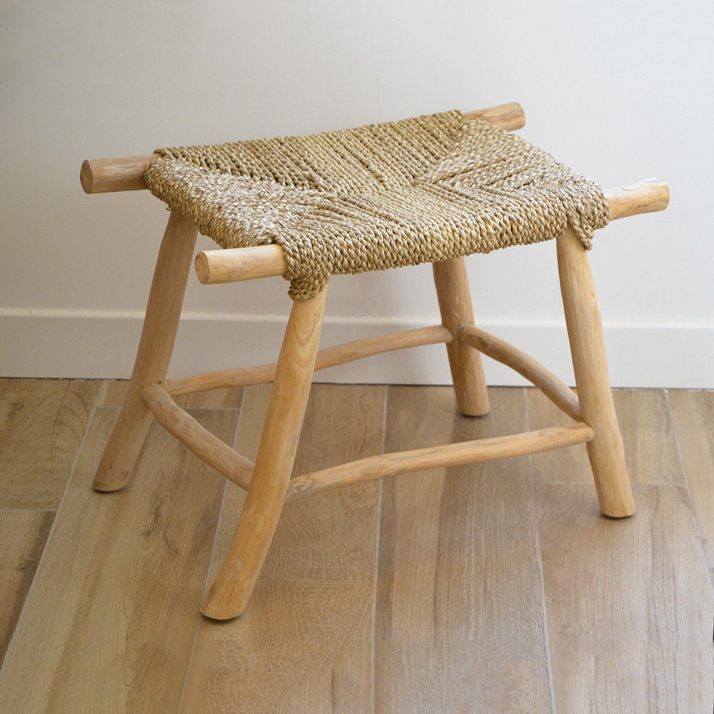 Banc 60 cm Teck et Fibre Végétale