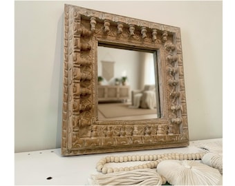 Indian carved mirror 50 cm