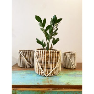 Boho basket in banana tree & macrame