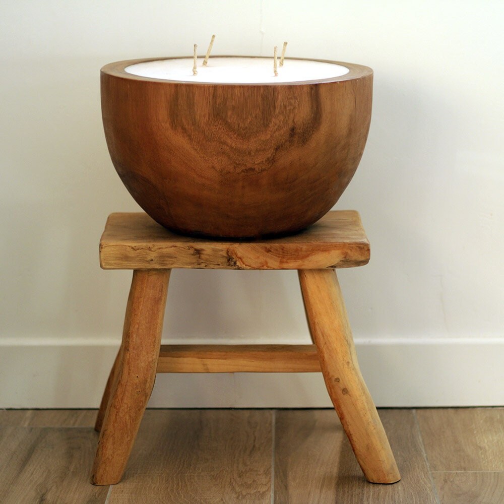 Grande Bougie Bois Massif Diamètre 35 cm, Outdoor